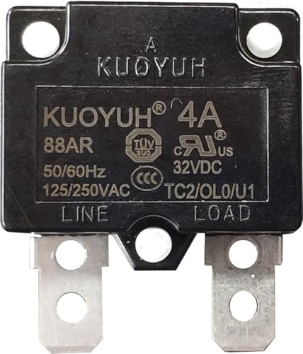 Genuine KUOYUH Thermal Circuit Breaker 4A 125/250VAC 50VDC Automatic-Reset Overload Protector Suitable for Power Strips UPS Extension Cords Audio Amplifier Blender Electric Scooter Children Ride
