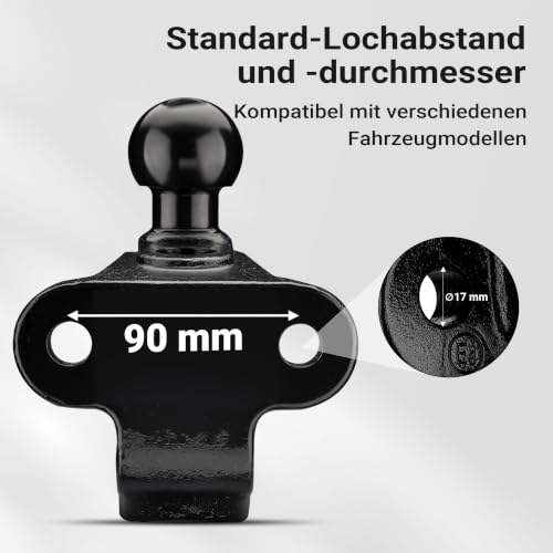 Foto von XPOtool Anhängerkupplung mit 50 mm Kugelkopf, 3,5 t Zugkraft, Anhängevorrichtung aus Stahl für Pkw LKW Traktor, 2 Loch Anschraubplatte