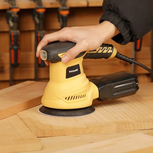 Inequalit Random Orbital Sander, 2.5Amp 4.9-Inch Corded Palm Sander, Max 13000 RPM Electric Drywall Sander with 6 Variable Speed, 20Pcs Sandpapers and Dust Bag for Woodworking, Sanding, Polishing thumbnail 8