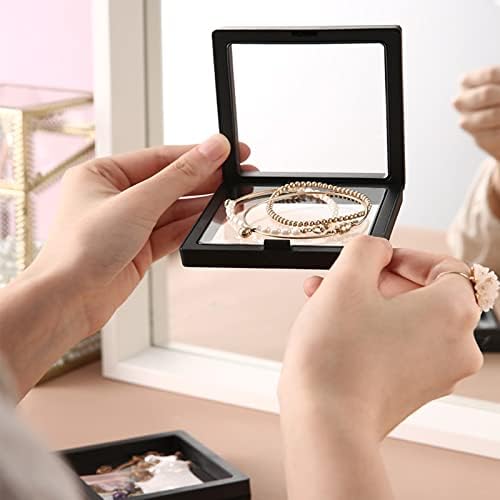 EsLuker.ly Set of 6 3D Floating Frame Display Holder Stands, Floating Display Case Transparent PE Jewelry Storage Box Suspension Frame for Challenge Coin AA Medallions Medal (4.3x4.3in, 6.3X 6.3in)