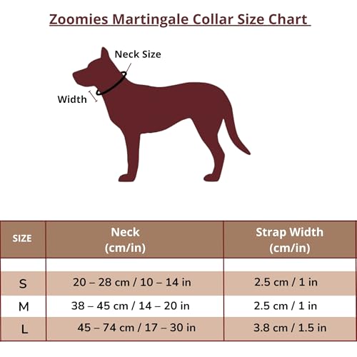 Image of ZOOMIES Martingale Dog Collar, Premium Soft Padded Cotton, No-Pull Training Design, Medium, Yellow, 45 x 2.5 cm