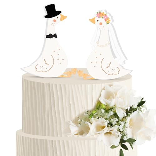 Ripeng Goose Couple Wedding Cake Topper