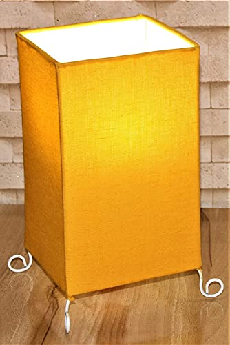 Image of Handicraft Table Lamp Shade Pendant Lighting | Fabric Shade | Sconce Lighting | Floor Lamp | Steady Lamp | On /Off Switch | Pack Of 2 | Square Orange