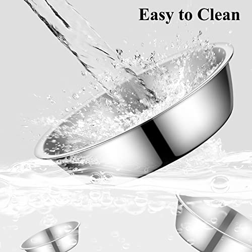 Mechpia 7'' Whisker Fatigue Relief Cat Bowls, 4 Pieces Stainless Steel Cat Food Dish Shallow Wide Cat Bowls For Feeding Watering Supplies #TOP5