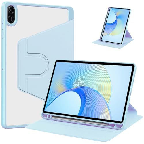 DayQiQiPu Custodia Protettiva per Huawei MatePad SE 11 Pollici 2024 Pelle PU Rotazione a 360° Stand Slim Cover con Supporto per Matita Auto Blu Cielo