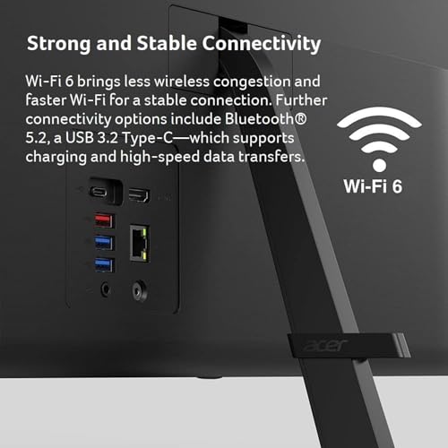 Image of acer Aspire 27 inch All-in-One Desktop Computer • 8-core AMD Ryzen 7 5825U • 32GB RAM • 2TB SSD • Office 365 for The Web • HDMI + DisplayPort, Wi-Fi 6E • Wireless Keyboard & Mouse • Windows 11