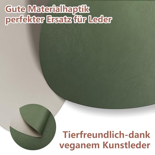 HELI MIAO 6er Set Tischset aus Leder-Imitat，Platzsets abwaschbar und wasserdicht，Platzdeckchen Lederoptik mit Untersetzer… – Ansicht 3
