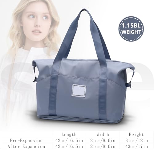 Gym Tote Bag Sports Travel Bag Oxford Waterproof with Expandable Compartment Traveling Camping Beach Yoga for Women Blue2