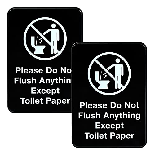 Panneau Do Not Flush noir lot de 2 plaques de signalisation pour WC de 12.7x17.8 cm