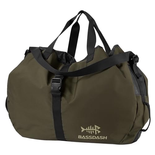 BASSDASH Wader Bag Foldable with Changing Mat Shoulder Strap Handles Mesh Boot Storage for Fishing Travel Hunting Hiking 27.9L x 5.9W x 17.7H FP08