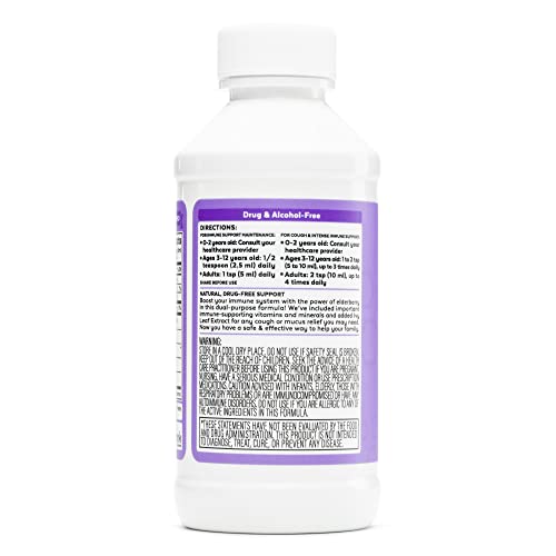 Wink Naturals Elderberry Immune + Cough Support Syrup, 4 Fl. Oz. Natural, Fresh-Pressed Elderberry Extract, Alcohol And Drug-Free Blend, Immune System Support #TOP5