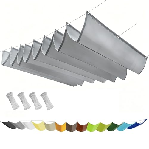 Voile d'ombrage rétractable ondulée 140x350 extérieur store de vague gris - 2