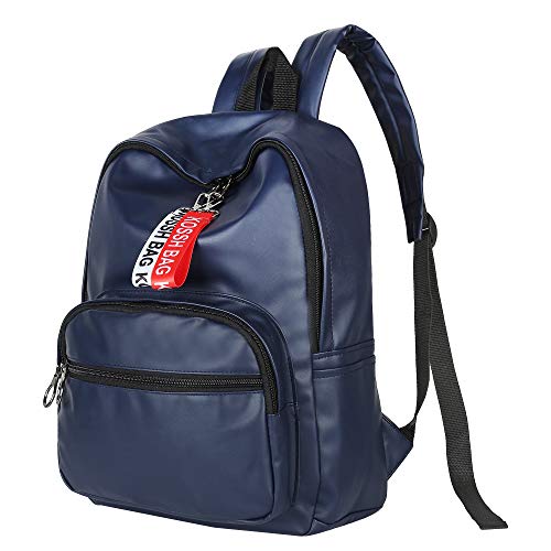 Image of Cutie & Brat PU Leather Canvas Backpack - Durable and Light Weight - 14 inch Laptop Bag for School College Office - Waterproof Travel Casual Unisex Bagpack for Men Women (Blue)