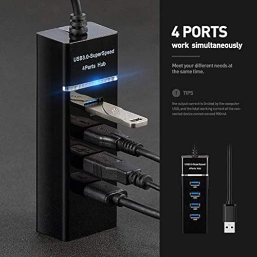 DClub 4 Port 3.0 USB Hub Ultra Slim High Speed Portable USB Cable Adapter Compatible for Laptop Desktop Keyboard/MacBook/Mac Pro/Mac... - Image 4