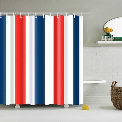 Rideau de douche géométrique en polyester avec crochets 135x187cm