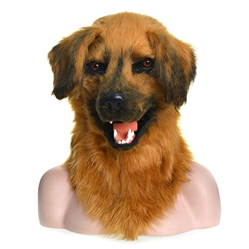 ZhengELE couvre-chef de cosplay animal Simulation de la bouche en mouvement Chien brun animal couvre-chef drôle nouveautés Cheveux en peluche pour la fête Carnival Halloween Cosplay Costume Décoration Cover
