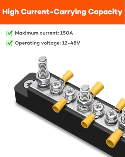 Gorffy 2 Stück Sammelschienen Verteilerblock 12V, 150A DC Sammelschiene mit Abdeckung, 6 x M4 & 4 x M6 Klemmenbolzen Busbar Distribution Block, Stromverteiler 12V für Auto, Boot