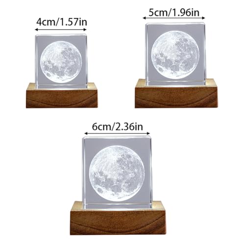 Lámpara de mesa cristal Katutude 6x6x6cm con base de madera miniatura 2