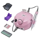 CO-Z Professional 30,000 RPM Electric Acrylic Nail Drills File Machine Gel Nail Grinder Tool with Polish Bits Set - Super Quiet (Pink)