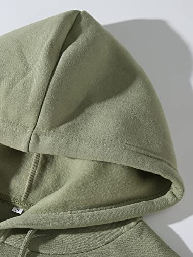 Makemechic Men's Casual Basic Thermal Pullover Hoodie Hooded Sweatshirt With Pocket Army Green M #TOP2