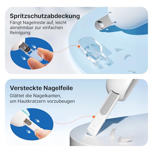 Potaroma Katzennagelschere mit verstellbarem 3-Größen-Schneideloch & integriertem Nagelfeilen | Sicherer Krallen-Schneider für Kätzchen & Indoor-Katzen | Anti-Spritz Krallenschneider