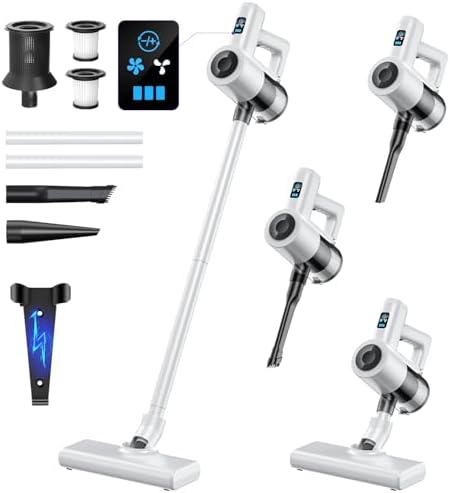 （06:30時点） 掃除機 コードレス 【2026進化モデル&45000pa超強力吸引&壁掛け収納＆充電】 コードレス掃除機 サイクロン式 LCDタッチディスプレイ 7800mAh大容量バッテリー 45分連続稼働 ハンディークリーナー スティックークリーナー Type-C充電式 2段階の吸引力 HEPA多重濾過 延長パイプ ワンタッチゴミ捨て 多機能ノズル付き 家庭用/一人暮らし/フロア/カーペット/車に適用