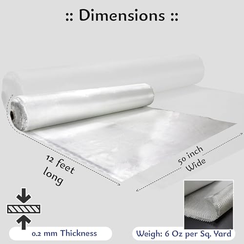 Image of Woven Roving Fiberglass Sheet Roll - 200 GSM-E-glass Fabric 50 inch x 12 Ft - fiberglass cloth For Composite Reinforcement, Resin Work, Waterproofing, Boats, Automobiles, Pool & Structural Repairs