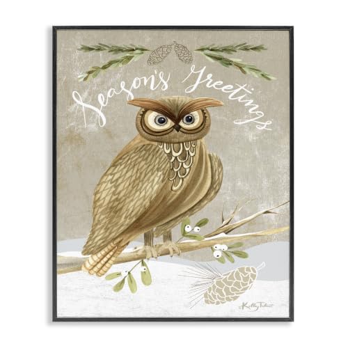 Winter Snowscape Owl Holiday, 16 x 20 Inch Framed Giclée Print
