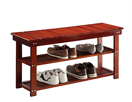 Convenience Concepts Oxford Utility Mudroom Bench, Cherry #TOP3