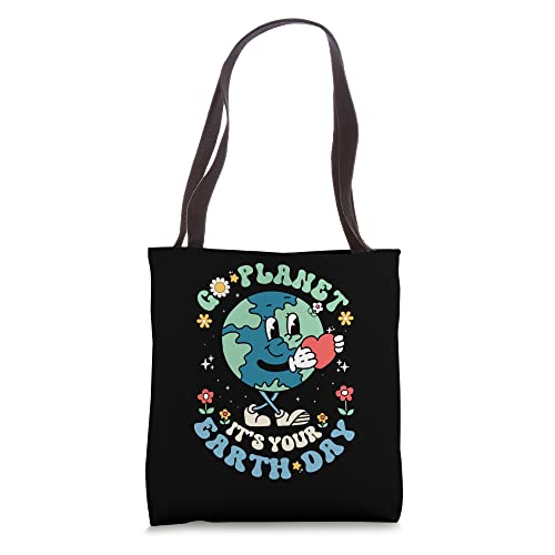 Cute Go Planet Its Your Earth Day 2026 Teacher Kids Groovy Tote Bag