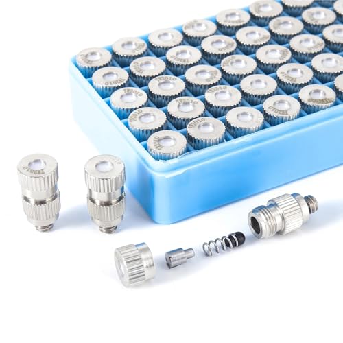 50Pcs Pressure Fogging Nozzle Cooling Dust-proof Sprayer Watering Humidification Misting Nozzle 0.1~0.5mm 3/16" Male Thread(0.5-
