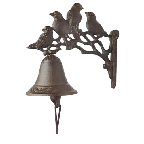 Sonnette de porte vintage décorative en fonte d'oiseau pour mur extérieur rustique - 7