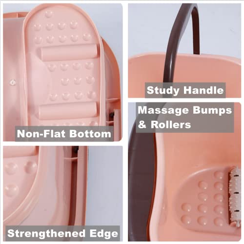 Foot Bath Basin Tub With Handle For Soaking Feet, Plastic Foot Spa Soaker Foot Soak Bucket Tools With Rollers And Massage Nodes For Washing Feet, Yellow #TOP2