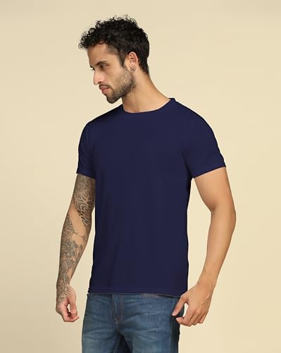Image of VastraVibes Cotton Regular Fit T-Shirt Round Neck Casual Mens Plain Tshirt