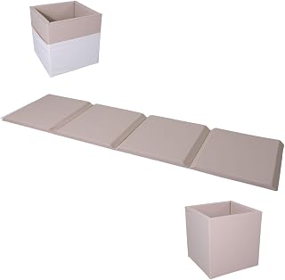 Esterilla de entrenamiento plegable con contenedor de juegos, esterilla de gimnasia plegable en cuatro capas, para el hogar, niños, 240 x 60 x 4 cm, color blanco y beige