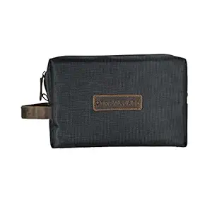 TRAVALATE ? Water-Resistant Electronics Accessories Organizer Bag with Leather Strap Universal Carry Travel Gadget Bag for Headphones Cables, Laptop Charger, Various USB & Cords (Black)