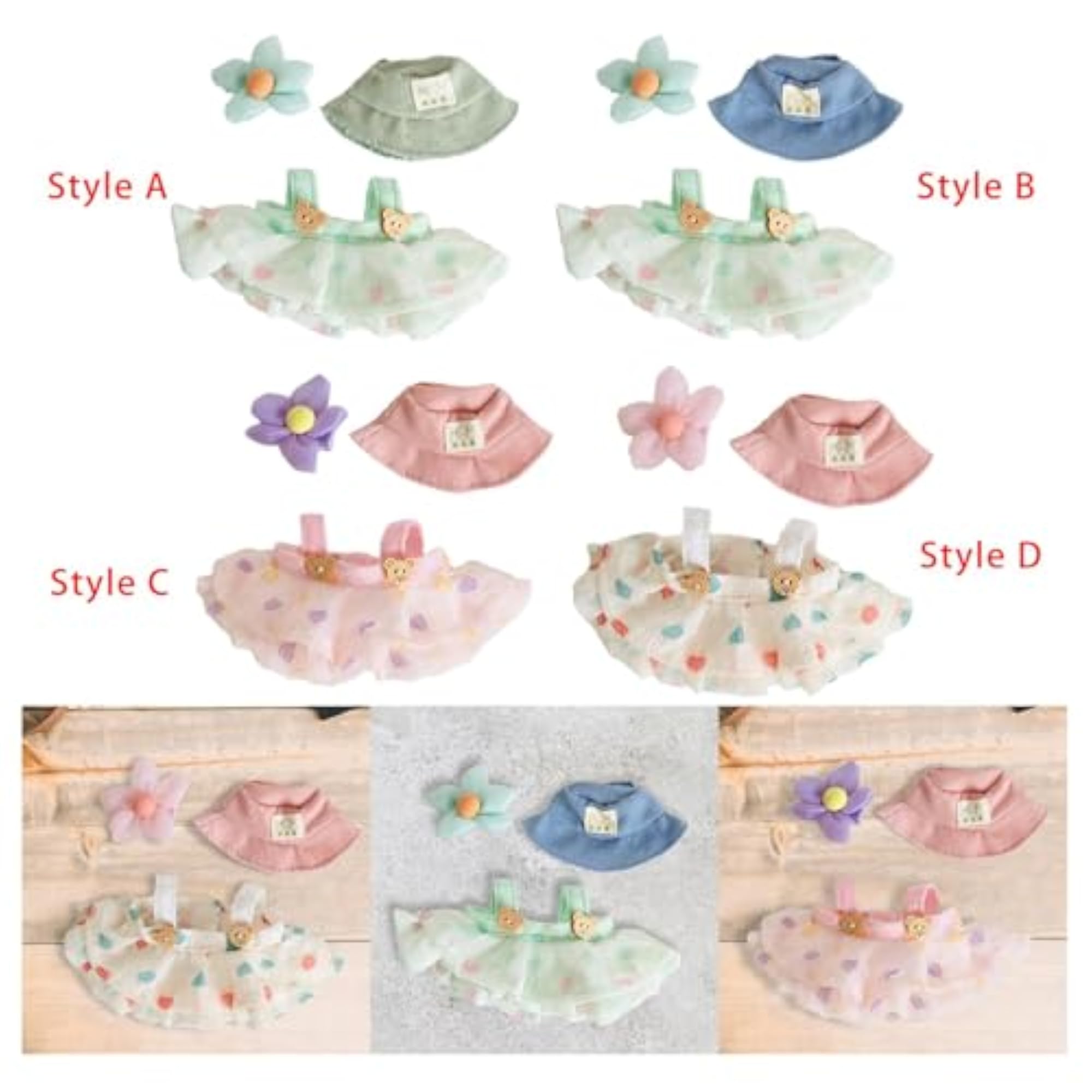 3X Handmade Dolls Dress with Hat for 15-17cm Dolls