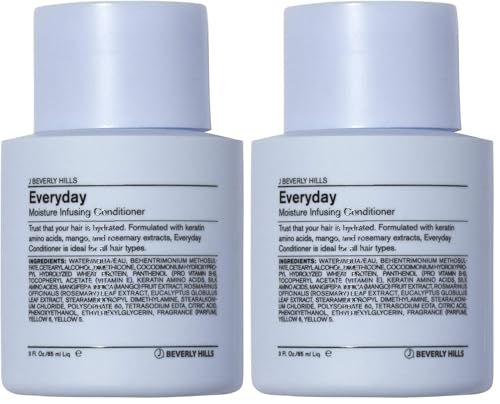 J Beverly Hills Blue Everyday Moisturizing Conditioner with Keratin for Hydration, 3 Oz (Pack of 2)