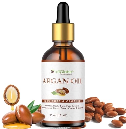 Argan Oil, Organic,00% pure, cold pressed and unrefined. Your best cosmetic care for hydrated skin, smooth hair and healthy nails. ( Oz/30 ml) - SofiGlobe 1
