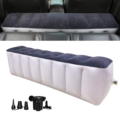 YOUTALLY 車中泊マット 後部座席 エアーベッド 車載 隙間埋め スペースクッション(高さ40cm 幅29cm 長さ130cm) 中央に凹みがない カー用品 車中泊ベッド 旅行用 キャンプ用品 快適空間 仮眠 犬 ドライブベッド(濃紺 高さ40CM+12V 電動エアーポンプ)の商品画像（Amazon）