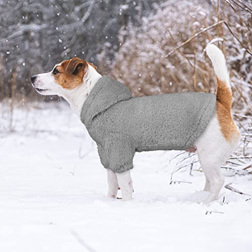 Fuzzy Dog Sweaters for Medium Dogs Dog Hoodie Sweater Clothes Warm Soft Cozy Pet Coats Hooded Sweatshirt Medium Pet Hoodie(Grey-M) by Stpiatue - Image 6