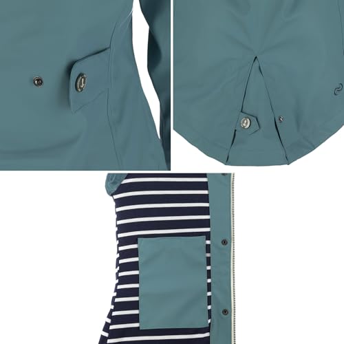 Dry Fashion Damen Regenmantel Kiel - Frauen Regenjacke Damen Jacke mit verstellbarer Kapuze Lang Winddicht Wasserdicht in Petrol Größe 52