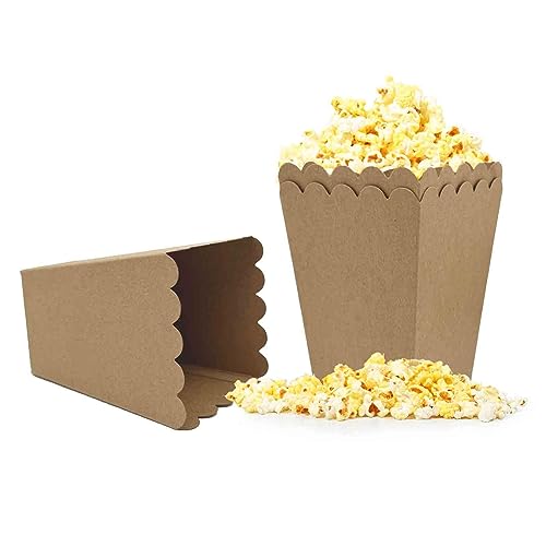 Image of Kraft Paper Popcorn Boxes Mini Paper Popcorn Box Cardboard Popcorn Container for Party, Pack of 24