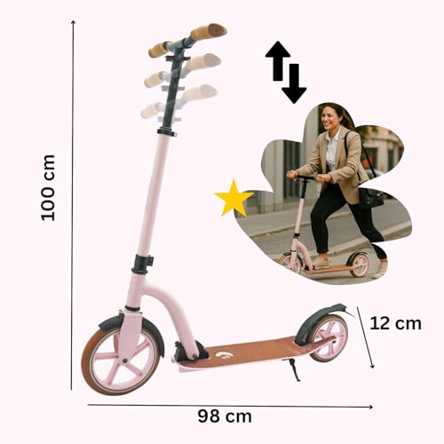 BEST SPORTING B Vintage Scooter Kinder & Erwachsene in pink I Kinder-Roller mit 230er Rolle I hochwertiger Cityroller I Scooter-Roller f&uuml;r bis zu 100 kg I Tretroller Erwachsene klappbar
