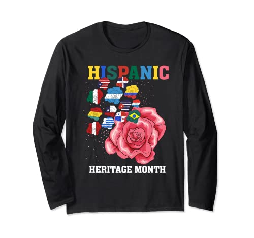 Hispanic Heritage Month Outfit National Flags Decoration Long Sleeve T-Shirt