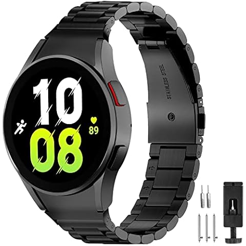 No Gap Galaxy Watch 5 Band 40mm 44mmPro 45mm, Shangpule Compatible with Samsung Galaxy Watch 4 Bands 40mm 44mm, Galaxy Watch 4 Classic Band 42mm 46mm, Solid Stainless Steel Metal Business Band Cover