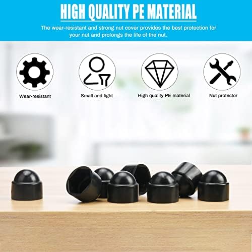 oumuik Bolt Cover Plastic Nylon Dome Bolt Nut Protection Cap Covers 18PCS M8 13mm Spanner Black