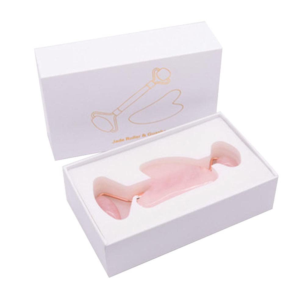 Tool de massage de beauté naturel Beauté de beauté Jade Rouleau en cristal Visage de la pierre de pierre de levage Massager Soins de la peau Jade Gua Sha Board sertie d'une nouvelle boîte-BLANC