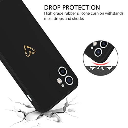 Telaso Iphone 11 Case, Iphone 11 Liquid Silicone Phone Case With Extra Adjustable Wristband Kickstand Soft Silicone Love Heart Phone Case With Wrist Strap For Iphone 11, Black #TOP1