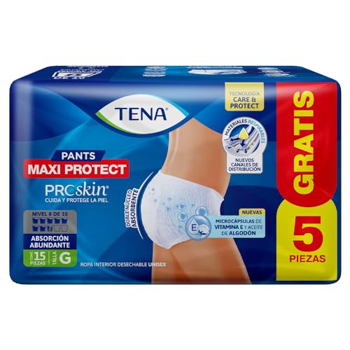 Reviews de Ofertas Ropa Interior - solo los mejores. 41 TENA Pants Maxi Protect, ropa interior desechable para incontinencia, grande, 10 piezas + 5 piezas gratis